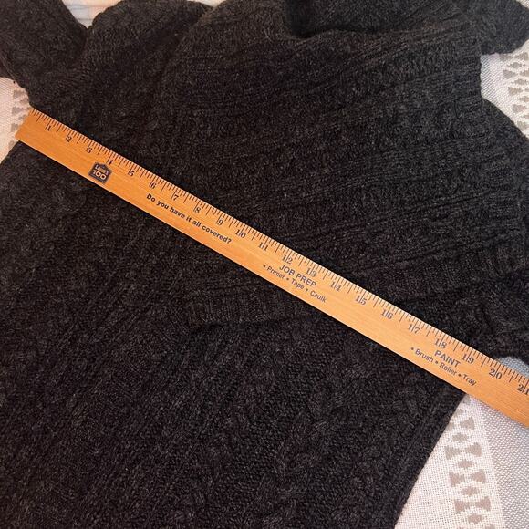 Ralph Lauren Rugby Dark Gray Cable Knit Shawl Collar Cardigan Sweater Chunky S - Picture 7 of 8